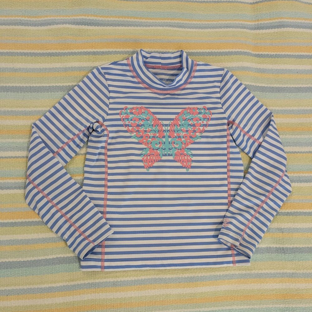 ⭐ Girl's Coolibar Striped Butterfly Rash Guard Small